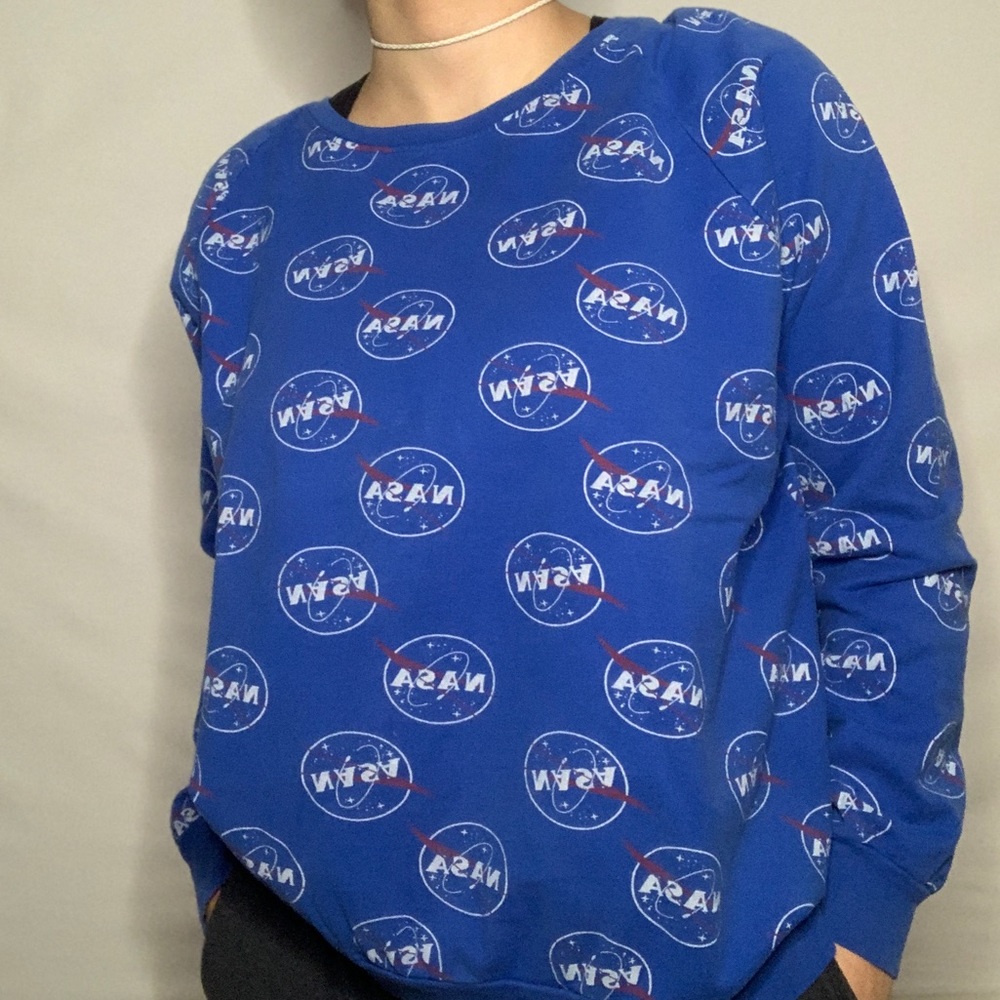 large blue nasa cotton sweater